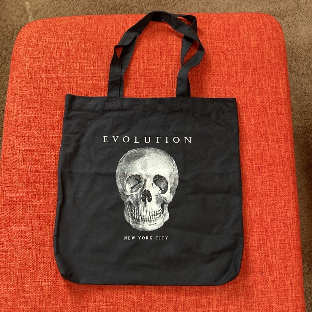 Evolution New York City Store Skull Skeleton Head Black Cotton Tote